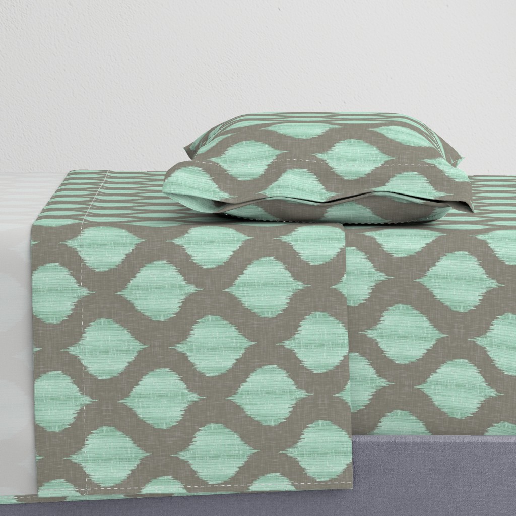 Lela Ikat in Aqua and Gray