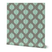 Lela Ikat in Aqua and Gray