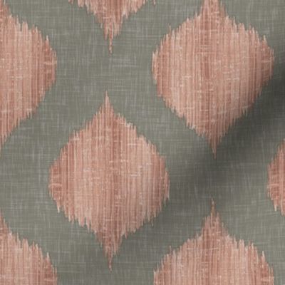 Lela Ikat in Warm Gray and Coral