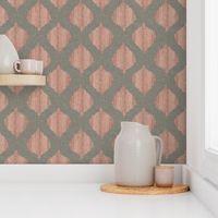 Lela Ikat in Warm Gray and Coral