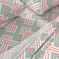 Athena Greek Key in Mint and Coral