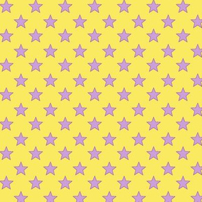 Large Purple Stars on Yellow Background