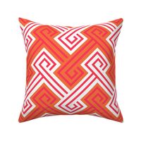 Athena Greek Key in Tangerine and Pink