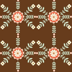 Striped Flowers - Brown