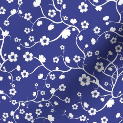 Cherry Blossoms on Royal Blue