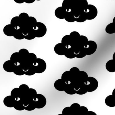 happy cloud black white