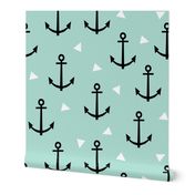 anchor tri mint nautical cute leggings baby nursery edgy young modern kids design for trendy babies