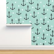 anchor tri mint nautical cute leggings baby nursery edgy young modern kids design for trendy babies