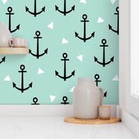 anchor tri mint nautical cute leggings baby nursery edgy young modern kids design for trendy babies