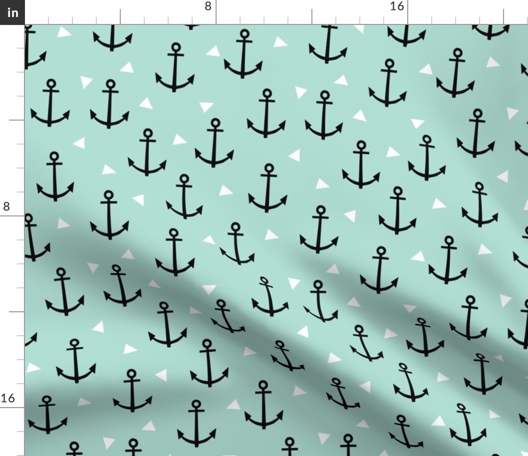 anchor tri mint nautical cute leggings baby nursery edgy young modern kids design for trendy babies