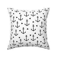 anchor black and white tri triangle minimal monochrome nautical summer kids design for trendy hipster baby leggings and trendy black and white nursery organic cotton knit fabric