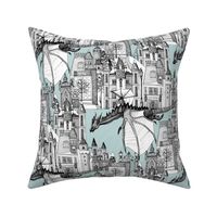 Dragon Kingdom Winter Toile Blue