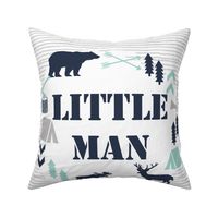 little man blanket  boys 18" square 18" pillow case nursery baby grey mint blue