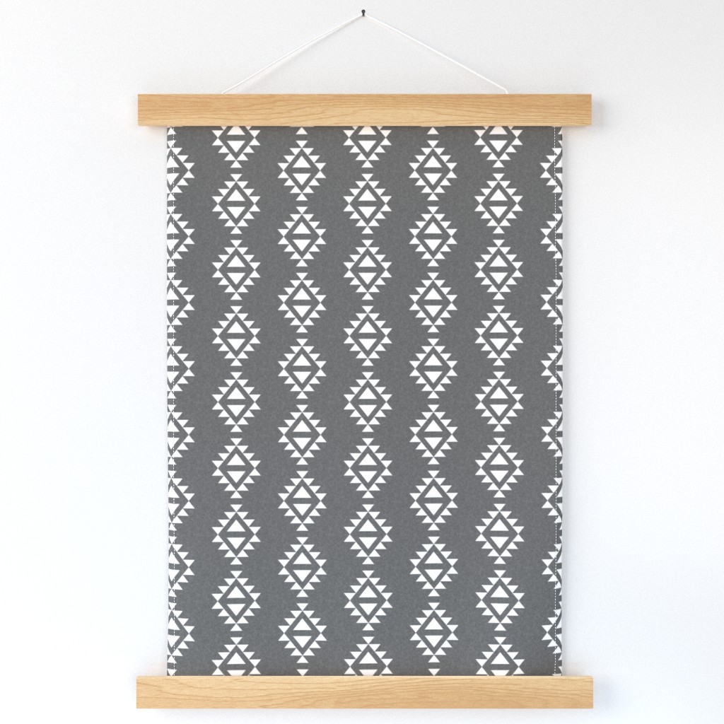 aztec triangle grey linen and white