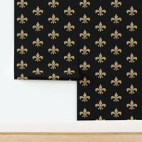 gold glitter black fleur de lis