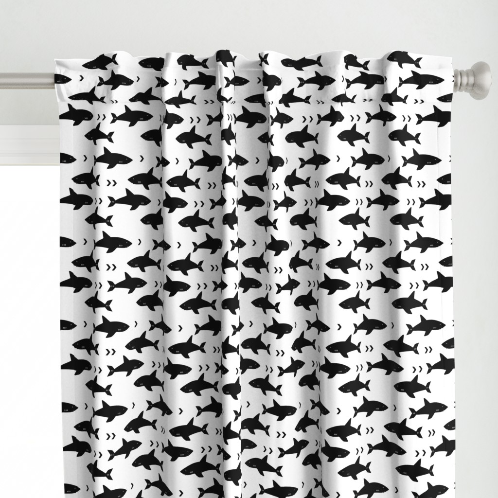 sharks attack minimal chevron black and white design 