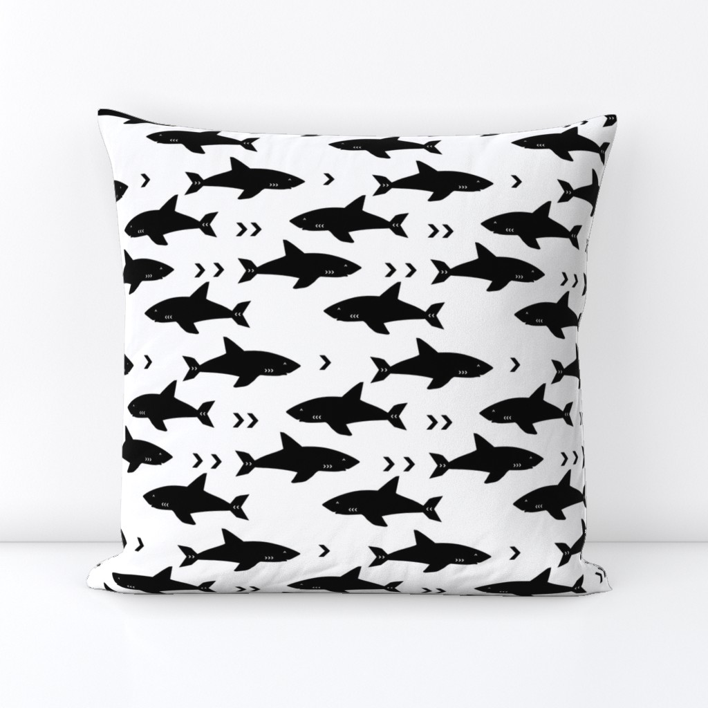 sharks attack minimal chevron black and white design 