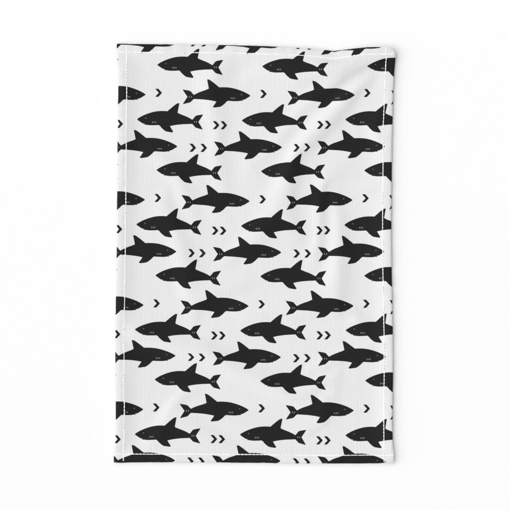 sharks attack minimal chevron black and white design 