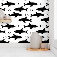 sharks attack minimal chevron black and white design 