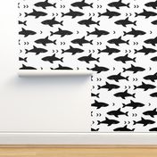 sharks attack minimal chevron black and white design 