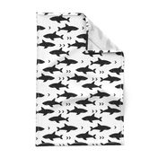 sharks attack minimal chevron black and white design 