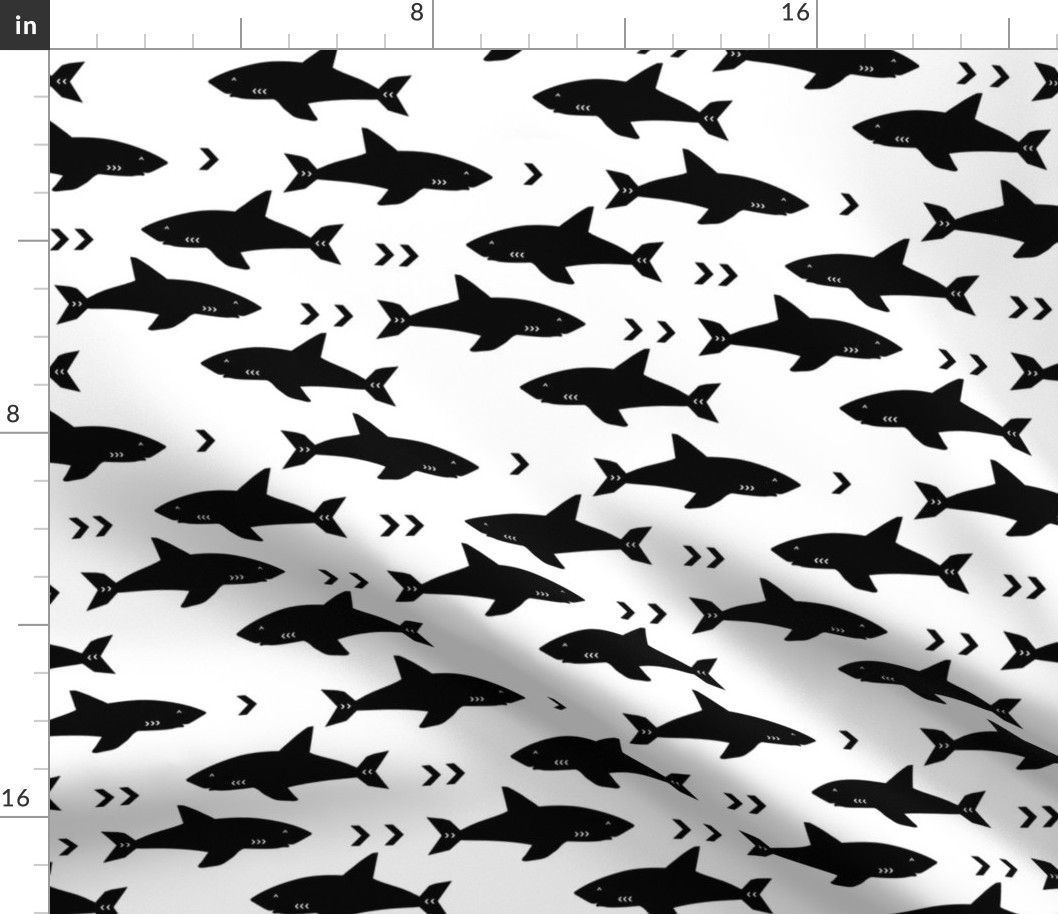 sharks attack minimal chevron black and white design 