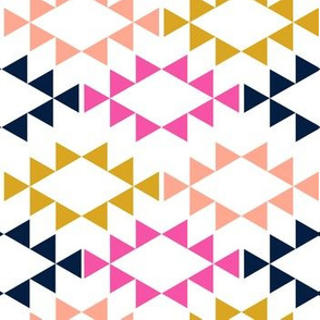 golden yellow magenta navy aztec triangles