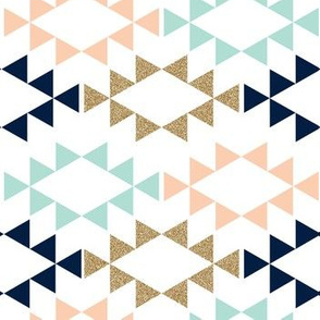 mint glitter navy aztec triangles