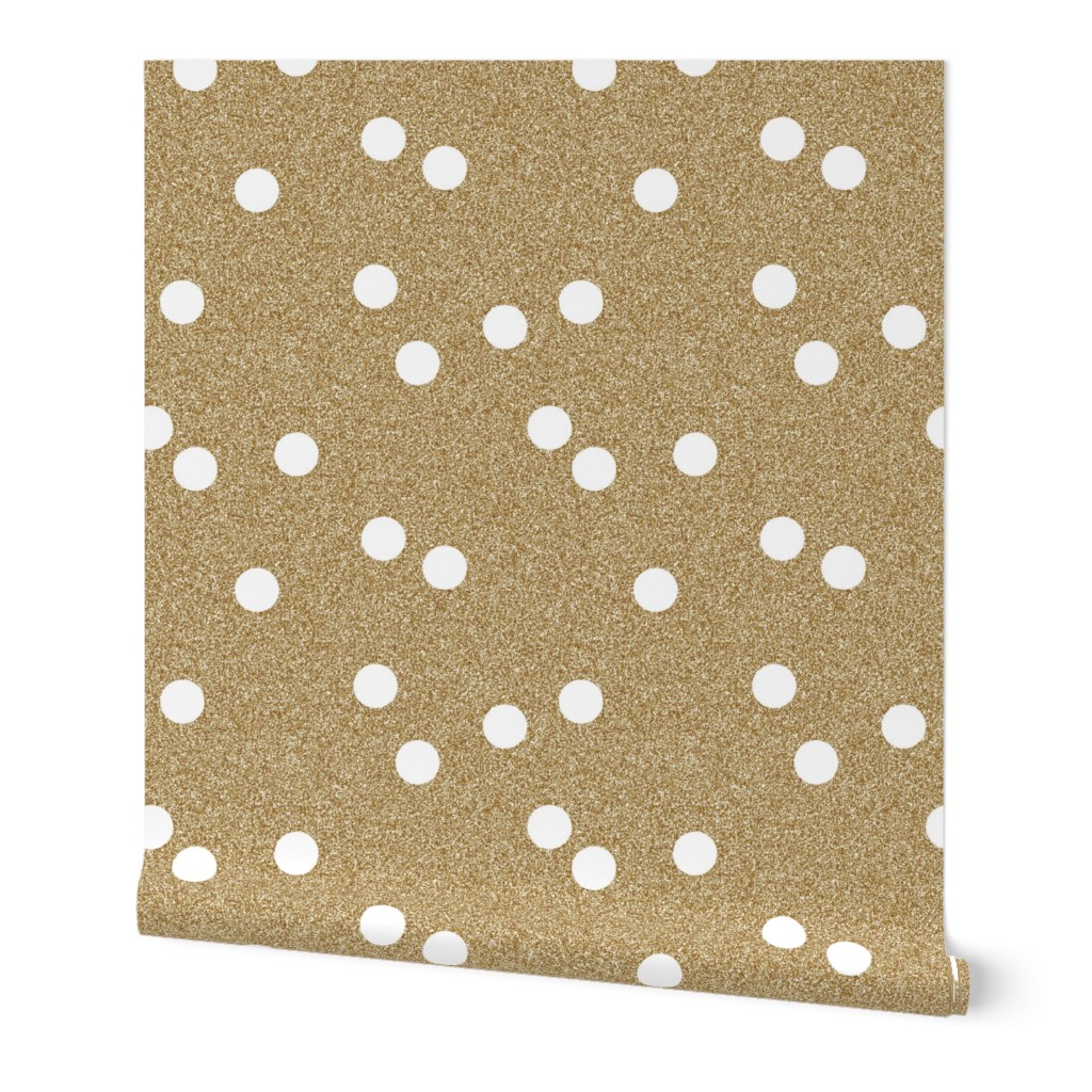 gold glitter white scattered polka dots