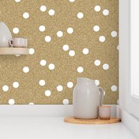 gold glitter white scattered polka dots