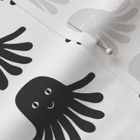 jellyfish black and white minimal monochrome ocean design in modern swedish style