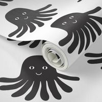 jellyfish black and white minimal monochrome ocean design in modern swedish style