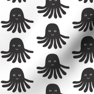 jellyfish black and white minimal monochrome ocean design in modern swedish style