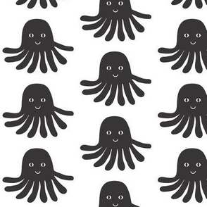 jellyfish black and white minimal monochrome ocean design in modern swedish style
