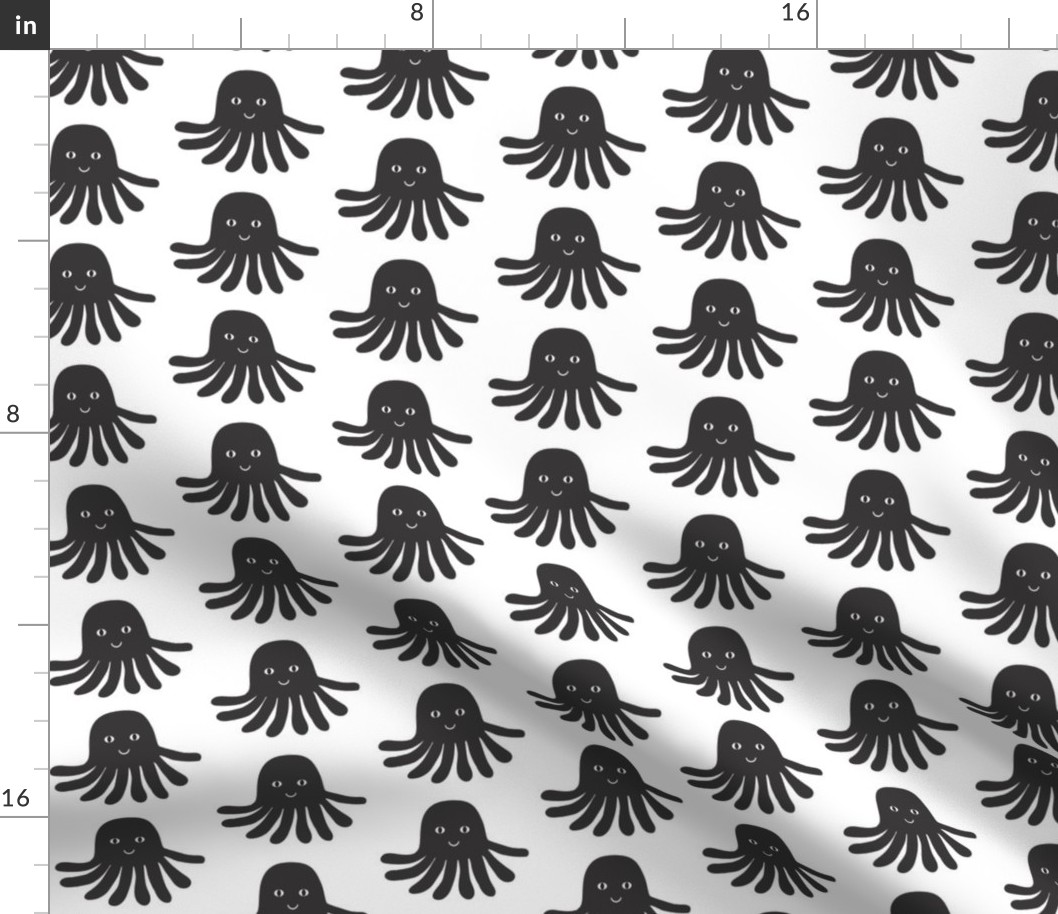 jellyfish black and white minimal monochrome ocean design in modern swedish style