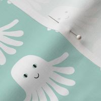 jellyfish happy design cute ocean creature in swedish pastel mint design