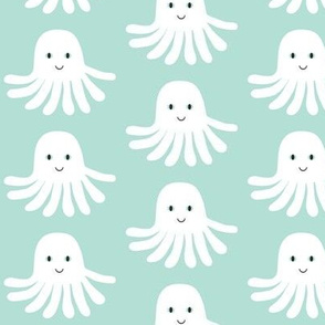 jellyfish happy design cute ocean creature in swedish pastel mint design