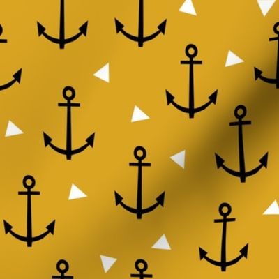 anchor tri goldenrod mustard triangle nautical summer kids boy girl gender neutral organic cotton knit for kids design nurseries leggings mocs cute fabric 