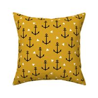 anchor tri goldenrod mustard triangle nautical summer kids boy girl gender neutral organic cotton knit for kids design nurseries leggings mocs cute fabric 