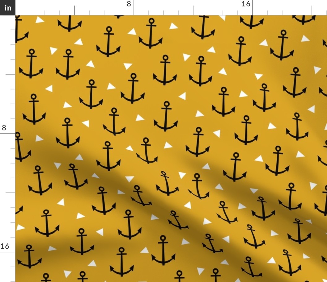 anchor tri goldenrod mustard triangle nautical summer kids boy girl gender neutral organic cotton knit for kids design nurseries leggings mocs cute fabric 
