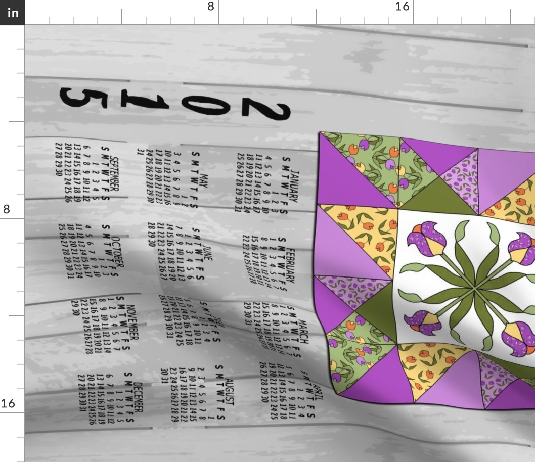 Barn_Quilt_Block_Calendar_2015_violet print tulips Gc2