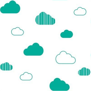 Clouds - Teal on White