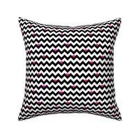 heart & chevron - black/pink- mini