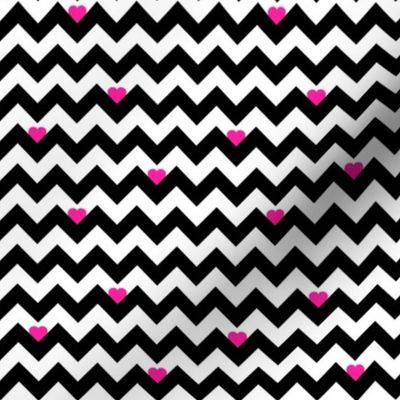 heart & chevron - black/pink- mini