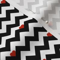 heart & chevron - black/red - mini