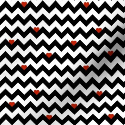 heart & chevron - black/red - mini