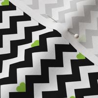 heart & chevron - black/green - mini