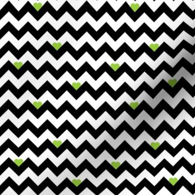 heart & chevron - black/green - mini