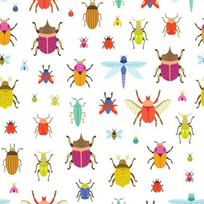 Abstract bugs and beetles colorful pattern