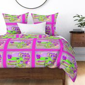 GREEK COFFEE LIME HOT PINK PILLOW PANEL